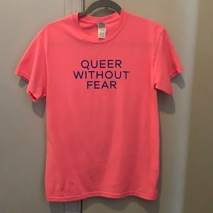Pink “QUEER WITHOUT FEAR” Bumble NYC Pride shirt